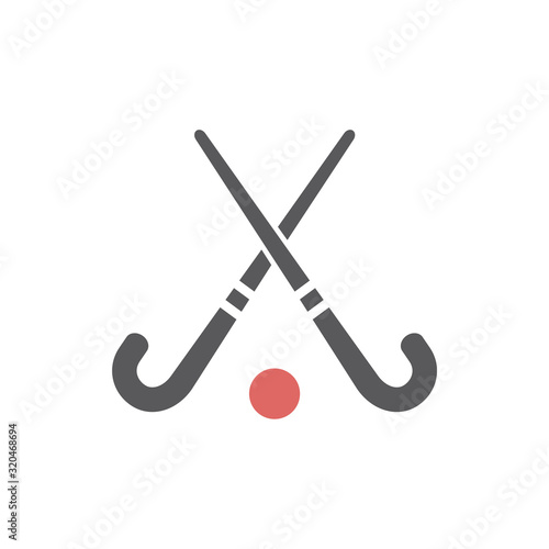 Field Hockey Sticks with ball icon. Vector signs for web graphics