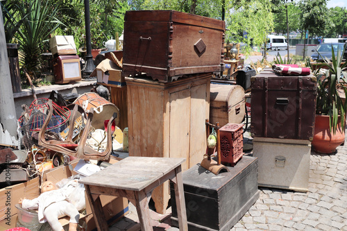 Photography Vintage objects at the flea market outdoor, Istanbul, Turkey
