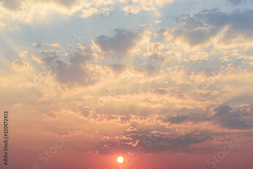 Beautiful sky and clouds with sunlight before sunset, Nature background
