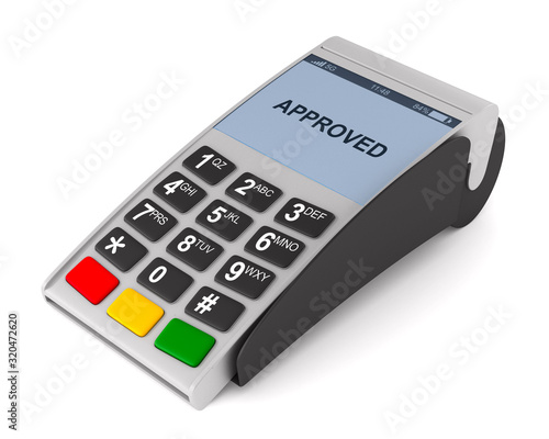 POS terminal on white backg...