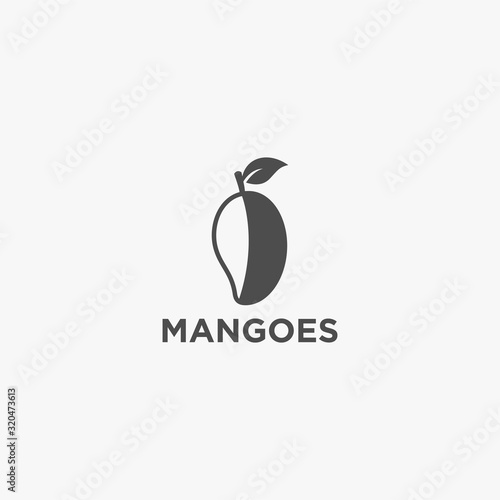 Vector Logo Illustration Fruit Mango Silhouette Style