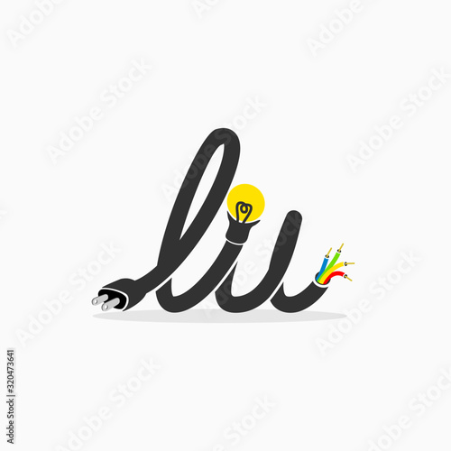 colorful cable wire logo design inspriation . electric cable vector design template