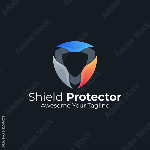 Vector Logo Illustration Circle Protect Gradient Colorful