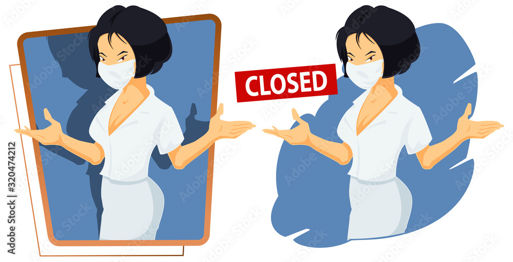 Asian girl in medical mask. Shrugging woman. Funny people. Asian girl in medical mask. Shrugging woman. Funny people.