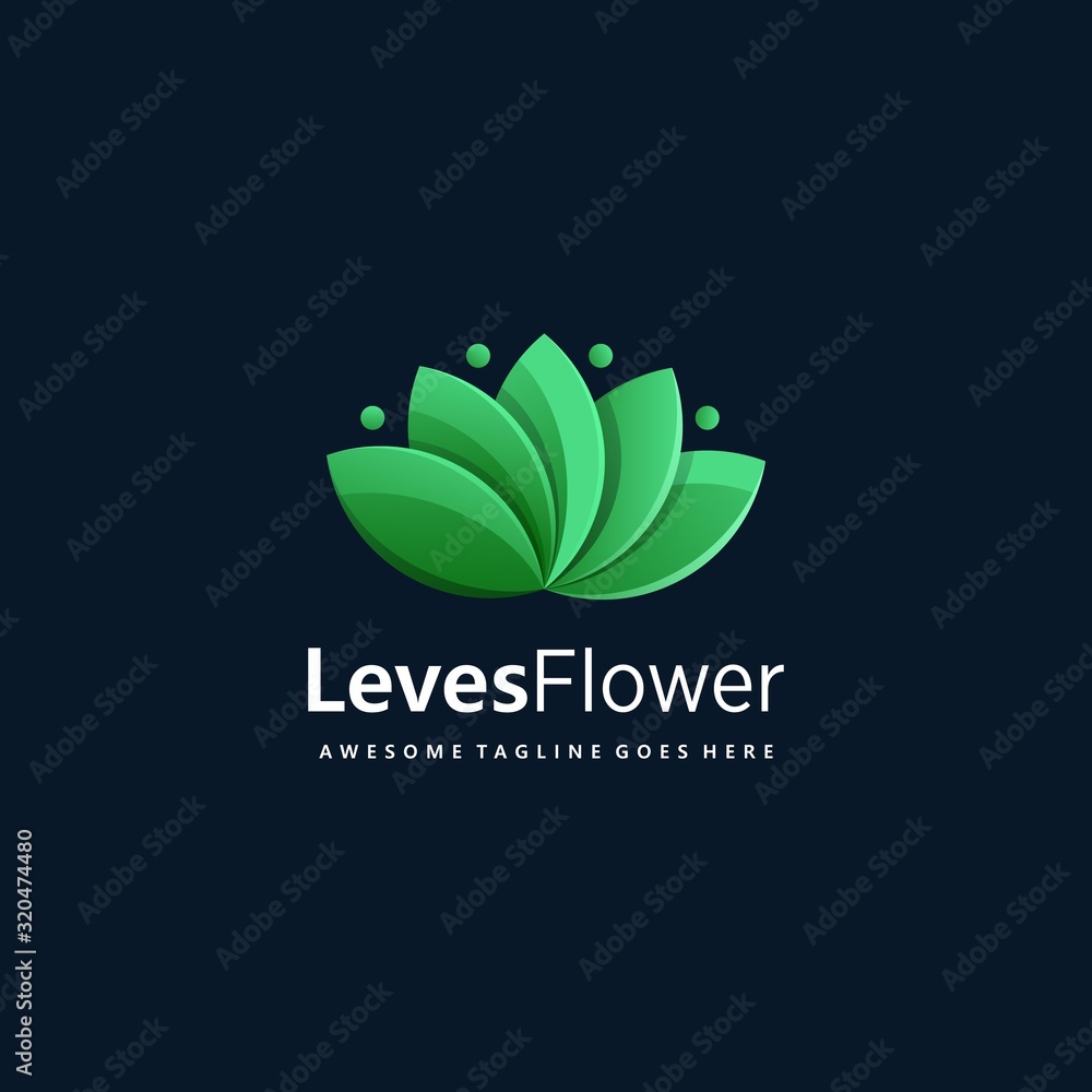 Vector Logo Illustration Leaves Flower Gradient Colorful