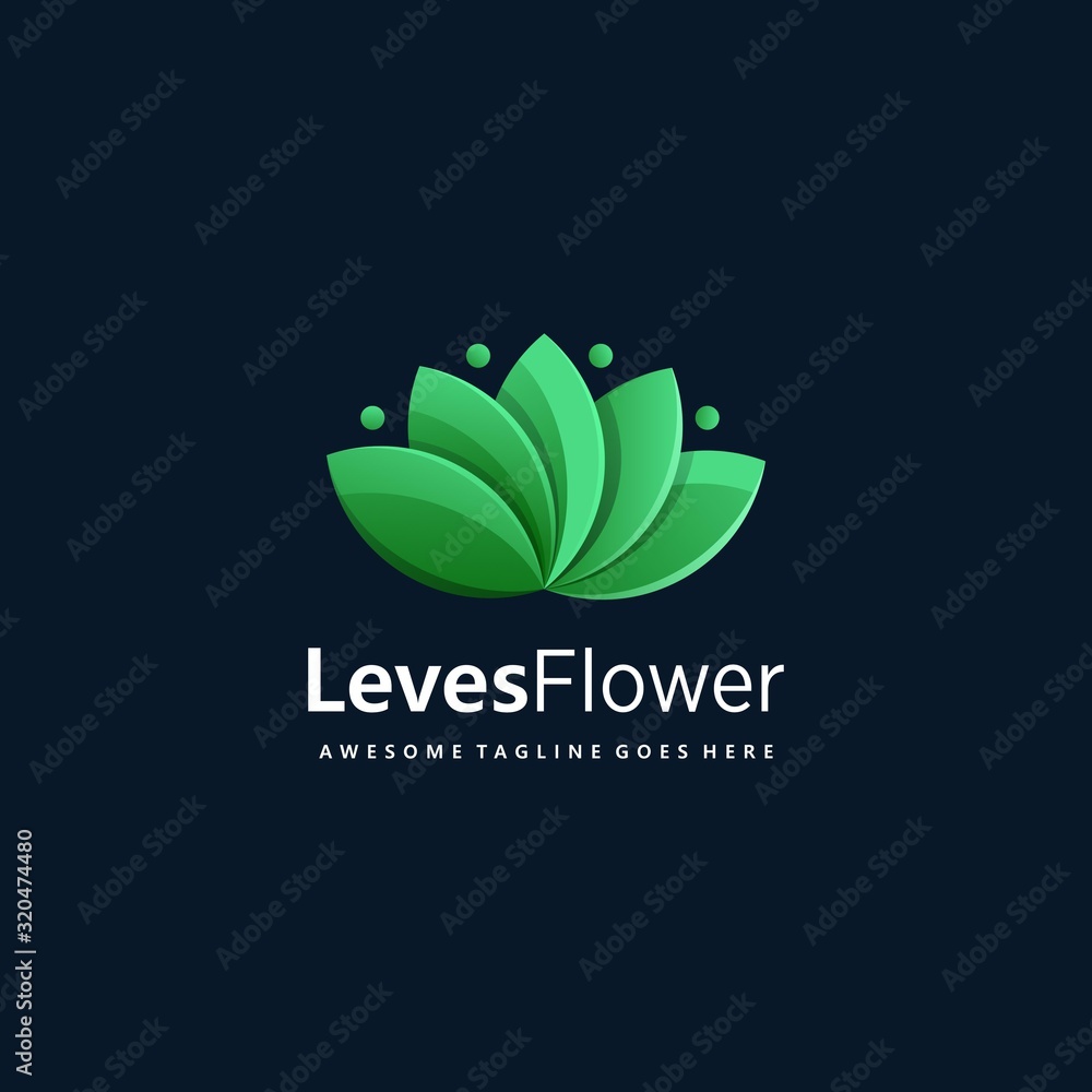 Fototapeta premium Vector Logo Illustration Leaves Flower Gradient Colorful