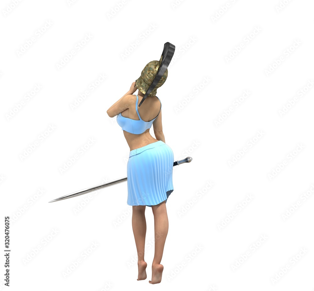warrior woman character, 3D rendering, illustration warrior woman character, 3D rendering, illustration