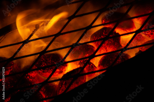 Hot burning coal ready for Barbecue - BBQ