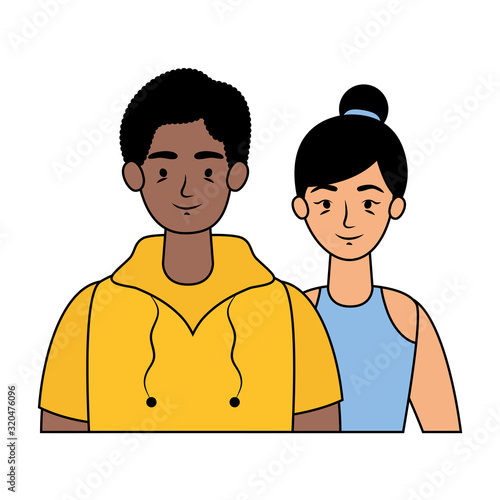 young interracial couple avatars characters