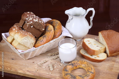 Still Life with Milk and Sweet Baking photo