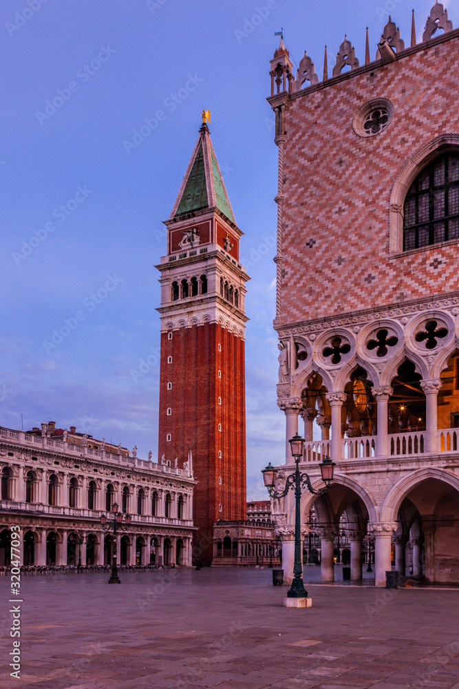 St. Mark's Square in Venice, Italy at twilight
