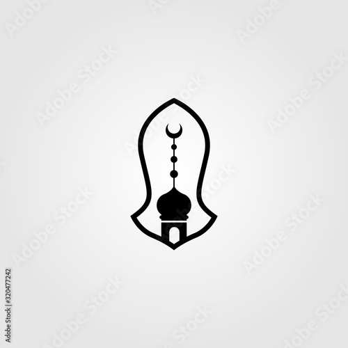 muhammad prophet sandals symbol with islamic architecture vector illustration