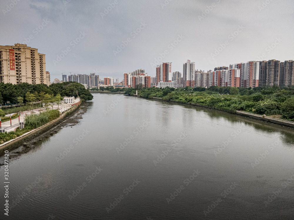view of the river and bridge zhogshan china
