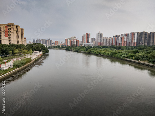 view of the river and bridge zhogshan china