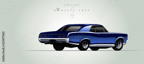 Shiny muscle car in vector.