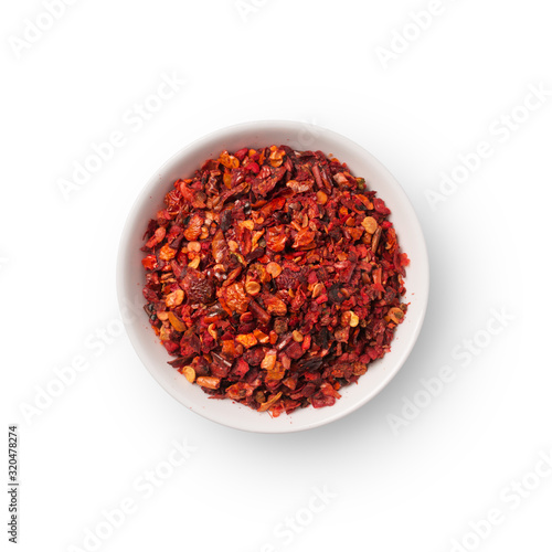 Foto Bright red cayenne pepper spice for tasty cooking