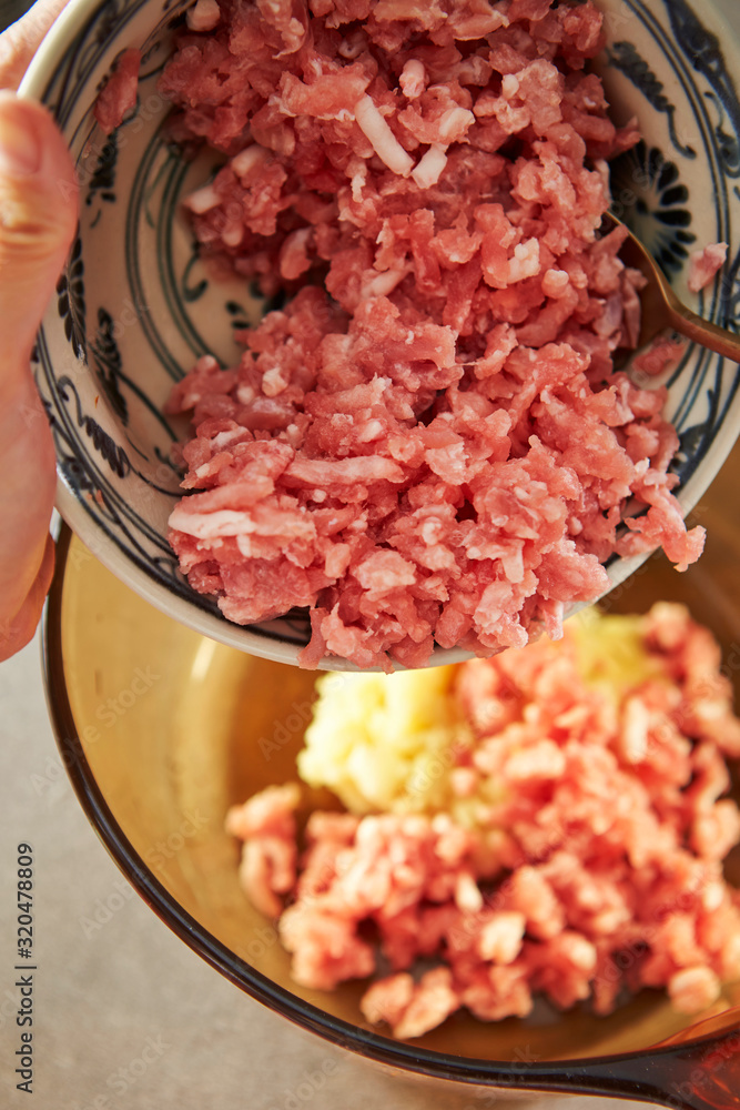 Home made dumpling, mixing ingredient Home made dumpling, mixing ingredient