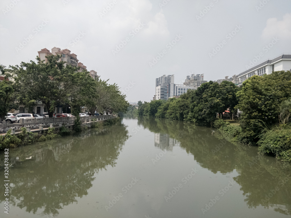 river and buildings in zhongshan city guangdong china