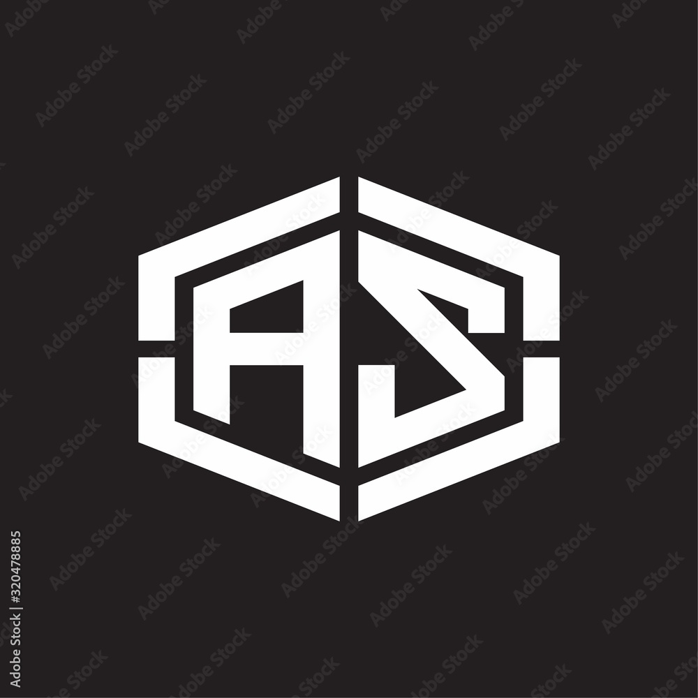 AS Logo monogram with hexagon shape and piece line rounded design tamplate AS Logo monogram with hexagon shape and piece line rounded design tamplate