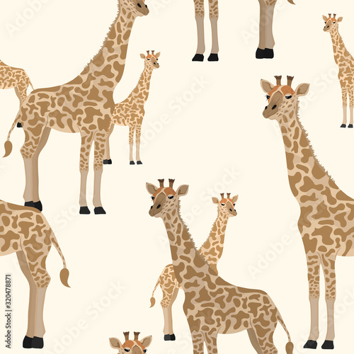 Giraffe seamless animal pattern sand background