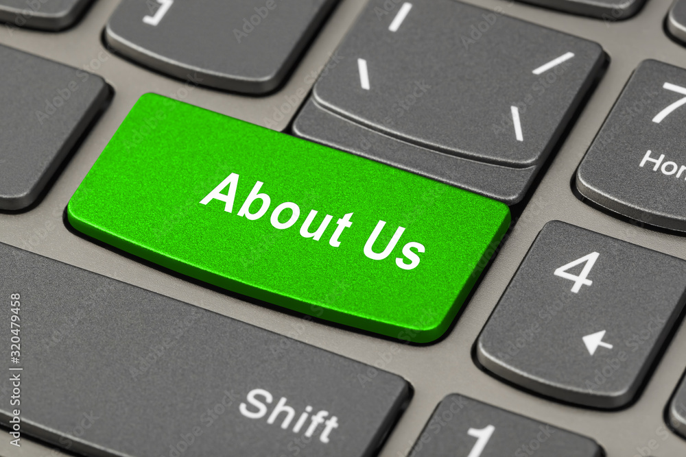 Computer notebook keyboard with About Us key Computer notebook keyboard with About Us key