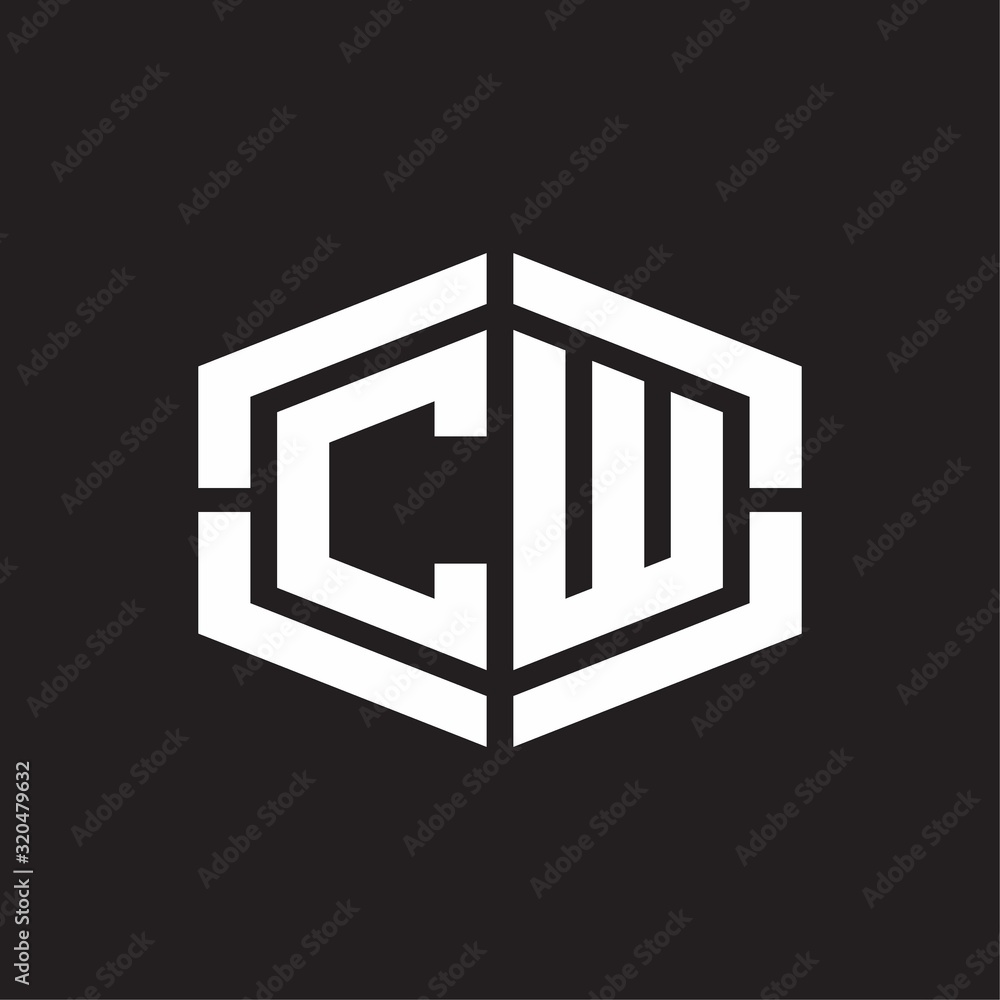 CW Logo monogram with hexagon shape and piece line rounded design tamplate CW Logo monogram with hexagon shape and piece line rounded design tamplate