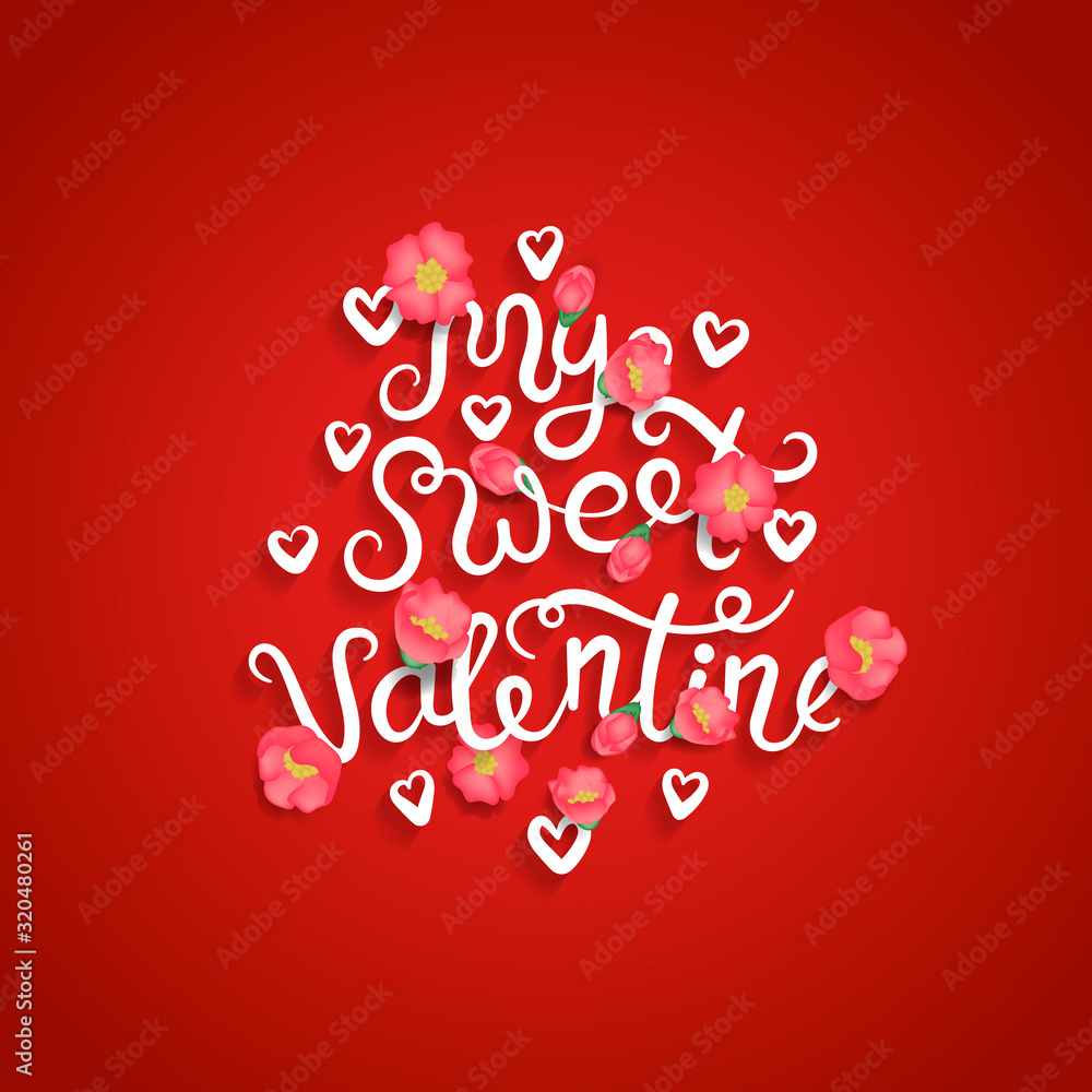 Valentine card with romantic calligraphy text