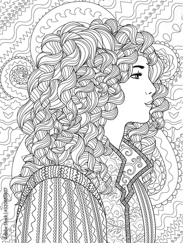 Coloring pages for adults with a princess.
