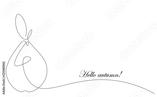 Hello autumn fruit background with pear vector illustration