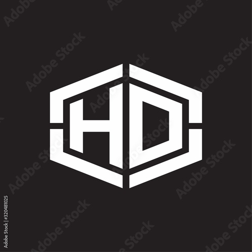 HD Logo monogram with hexagon shape and piece line rounded design tamplate