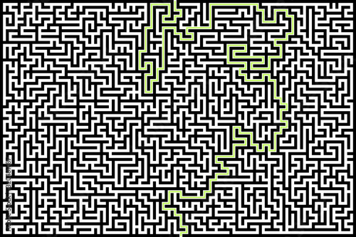 Rectangle maze with solution. Vector illustration.