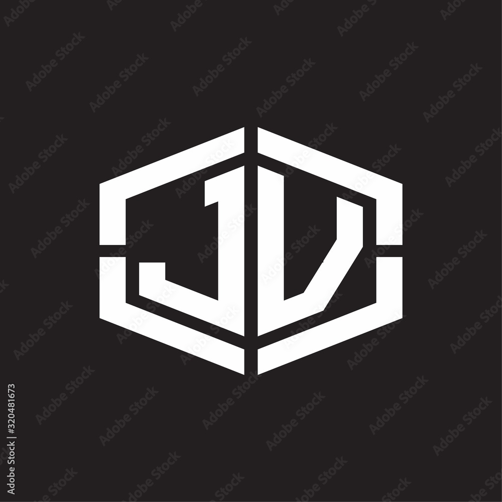 JV Logo monogram with hexagon shape and piece line rounded design tamplate JV Logo monogram with hexagon shape and piece line rounded design tamplate