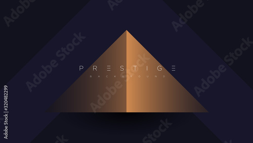 Dark blue premium background with luxury golden geometric elements triangle, circle etc. Prestige background for poster, banner, flyer, cover etc. Vector EPS