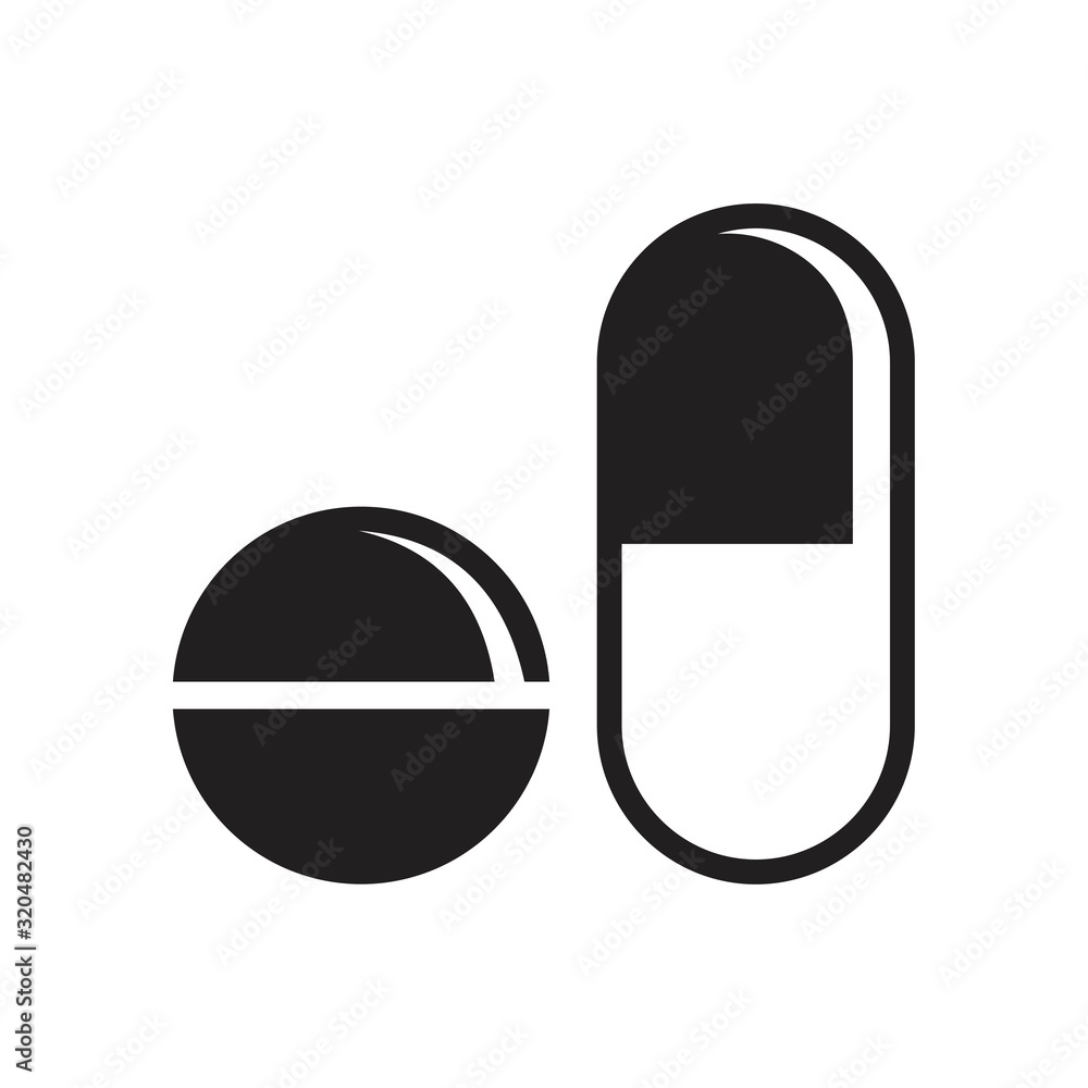 Medical pill icon template black color editable. Medical pill icon symbol Flat vector illustration for graphic and web design. Medical pill icon template black color editable. Medical pill icon symbol Flat vector illustration for graphic and web design.