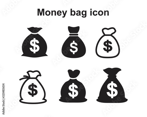 Money bag icon template black color editable. Money bag icon symbol Flat vector illustration for graphic and web design.