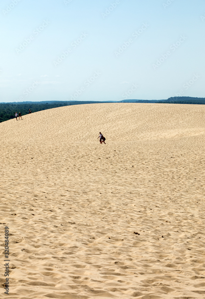 Obraz premium People on the Dune of Pilat, the tallest sand dune in Europe. La Teste-de-Buch, Arcachon Bay, Aquitaine, France