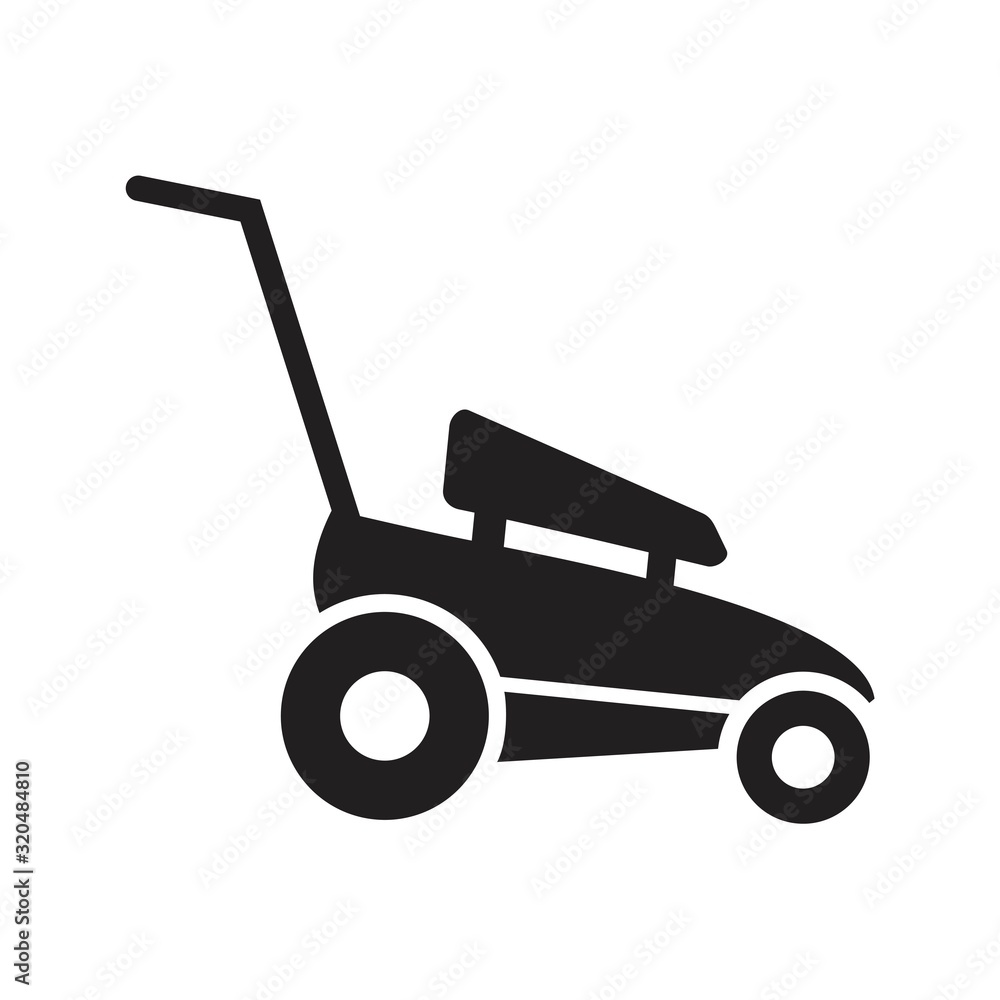 Lawn mower icon template black color editable. Lawn mower icon symbol Flat vector illustration for graphic and web design. Lawn mower icon template black color editable. Lawn mower icon symbol Flat vector illustration for graphic and web design.