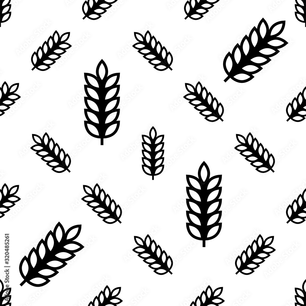 Wheat Ear Spica Icon Seamless Pattern