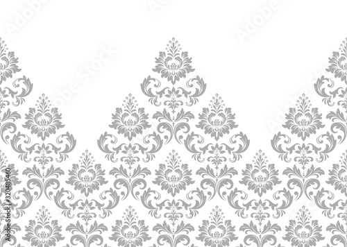 Wallpaper in the style of Baroque. Modern vector background. White and grey floral ornament. Graphic pattern for fabric, wallpaper, packaging. Ornate Damask flower ornament