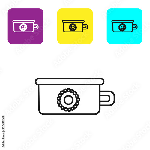 Black line Baby potty icon isolated on white background. Chamber pot. Set icons colorful square buttons. Vector Illustration