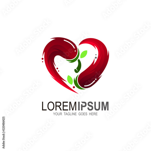 Chili logo with love design vector, Spicy  icon template