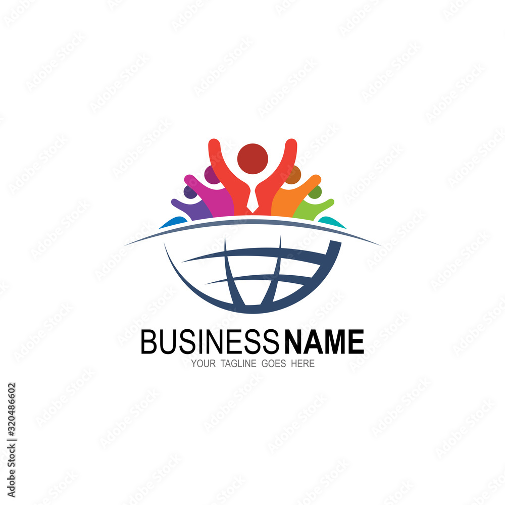 Globe icon design template, Vector world and people logo combination ...