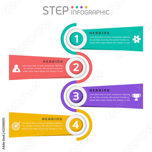Geometric shape elements with steps,options,milestone,processes or workflow.Business data visualization.Creative step infographic template for presentation,vector illustration.