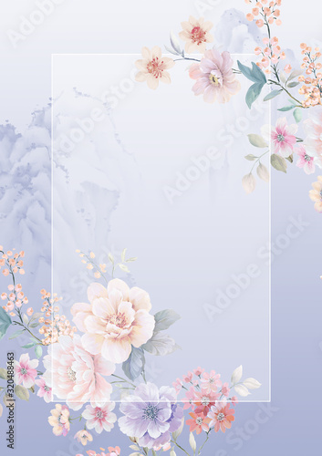 Fototapeta Naklejka Na Ścianę i Meble -  Set of card with flower rose, leaves. Wedding ornament concept. Floral poster, invite. Decorative greeting card or invitation design background