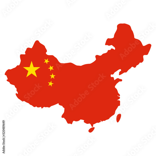 Map and flag inside China. Vector eps10.