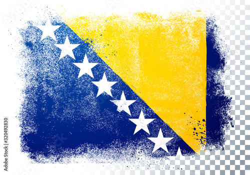 Vector Illustration isolated flag of bosnia herzegovina in grunge texture style. photo