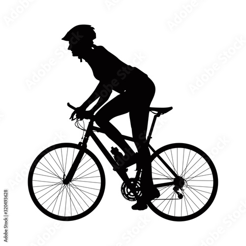 Woman Riding Bicycle Silhouette