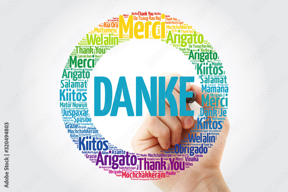 Danke (Thank You in German) word cloud, concept background Danke (Thank You in German) word cloud, concept background