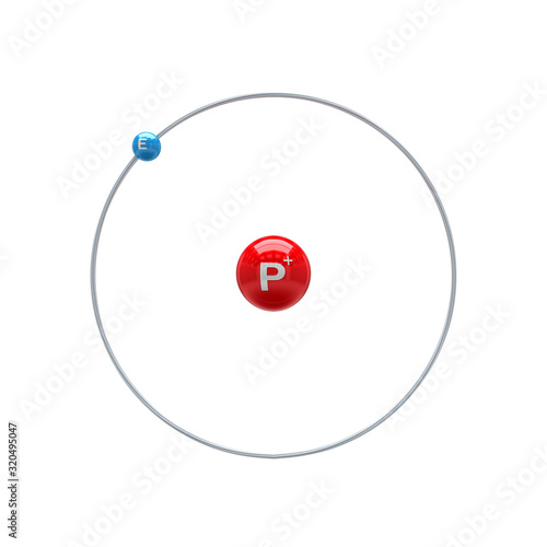 Fototapeta Hydrogen atom on white background 