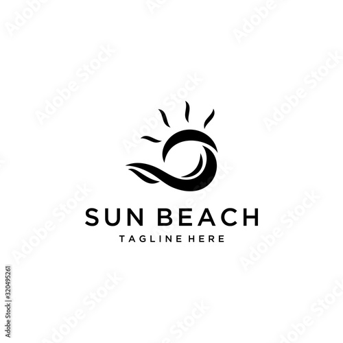 Creative Beach wave beauty modern minimalist  logo design Vector